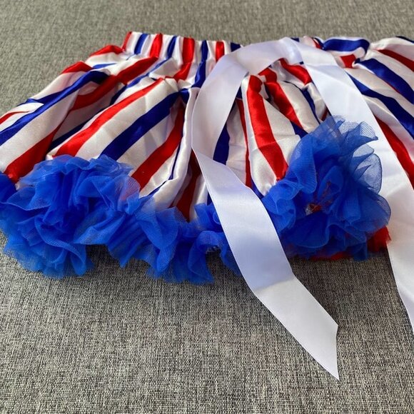 My 1st 4th of July Outfit 3PCS Tutu Skirt Set, Short Sleeve Romper w/Tulle Skirt - Picture 7 of 11